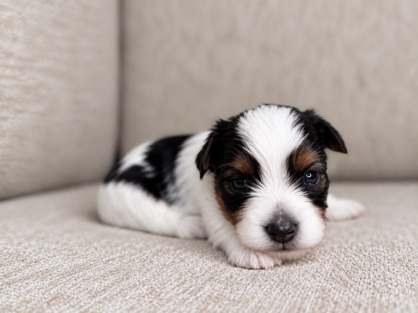 Lucky, black, white & tan parti Yorkshire Terrier puppy — photo 14 of 25