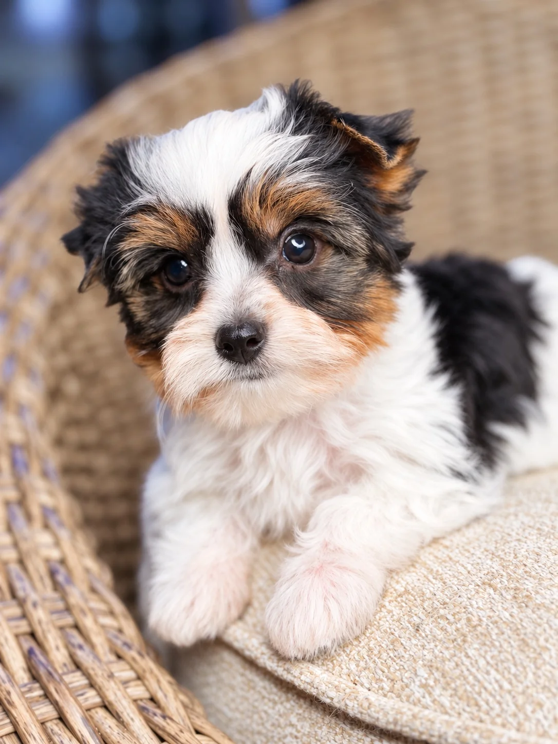 Lucky, black, white & tan parti Yorkshire Terrier puppy — photo 2 of 25