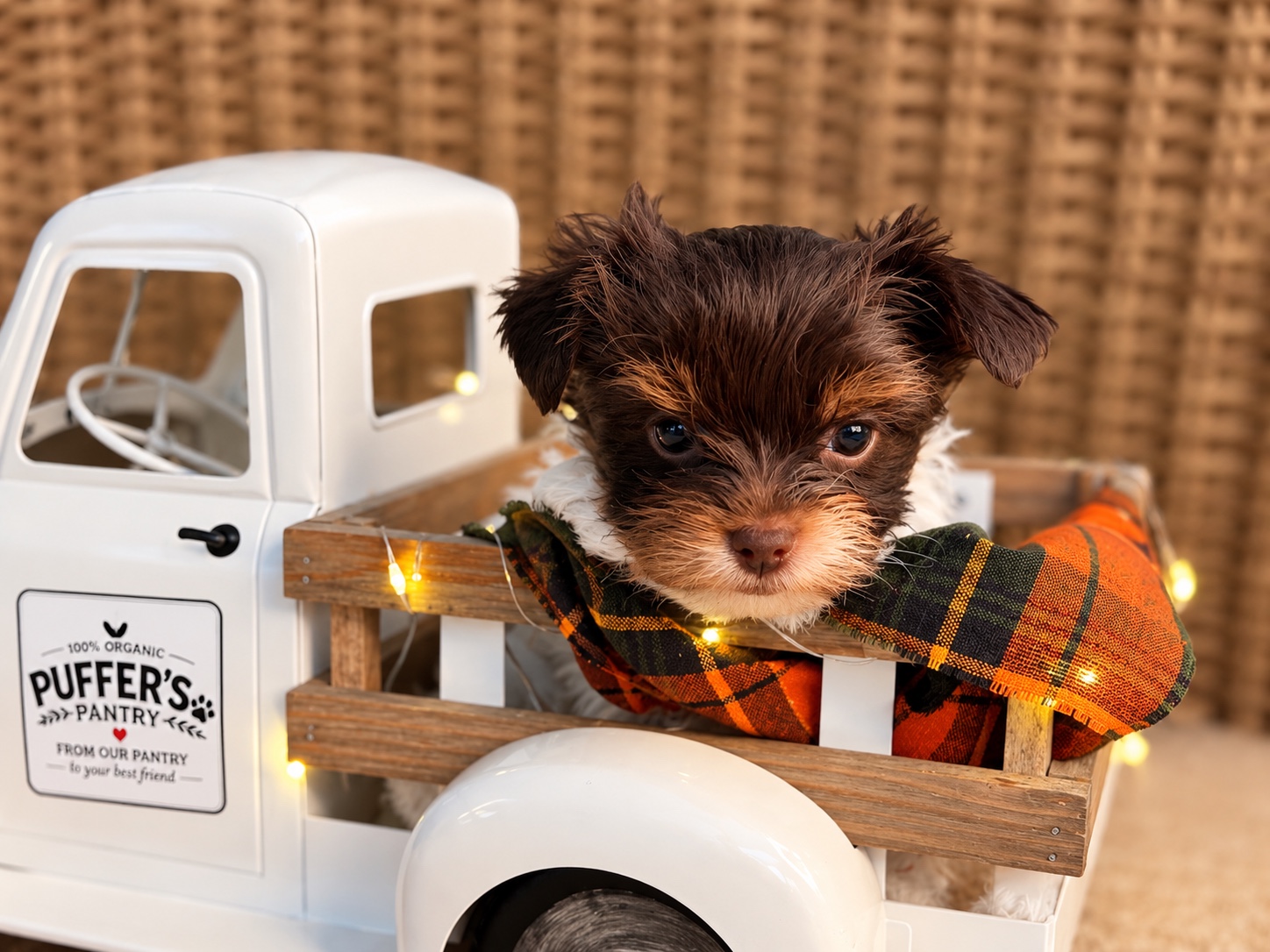 Pumpkin, brown & white parti Yorkshire Terrier puppy — photo 3 of 22