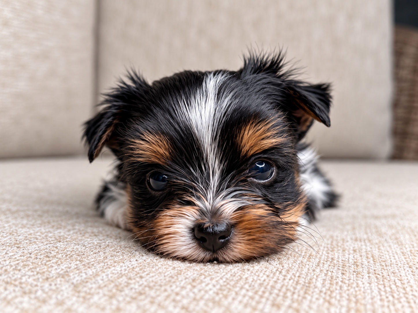 Wednesday, black & white parti Yorkshire Terrier puppy — photo 10 of 21