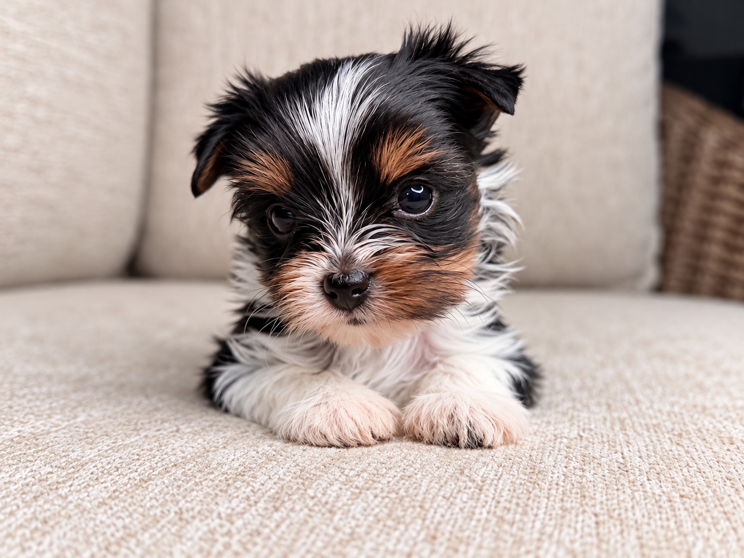 Wednesday, black & white parti Yorkshire Terrier puppy — photo 8 of 21